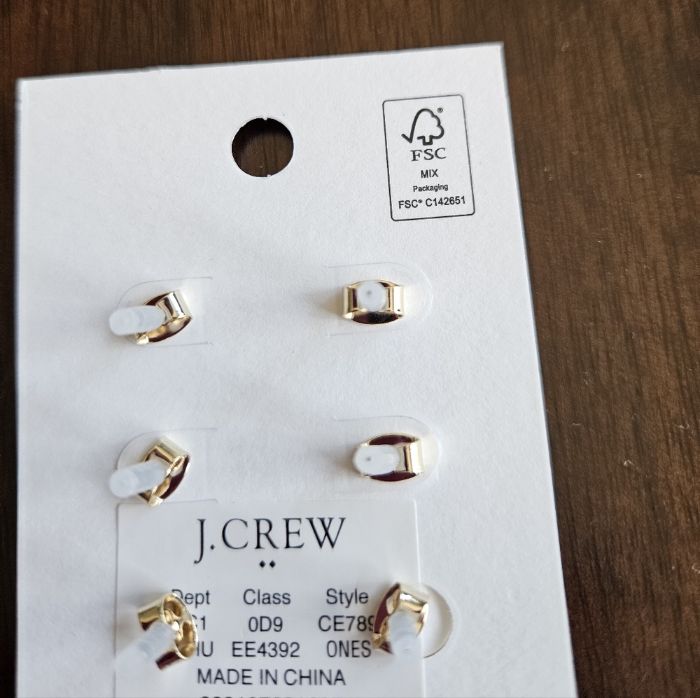 J.Crew Heart Stud Earrings Set, Red/ Gold - Picture 7 of 8